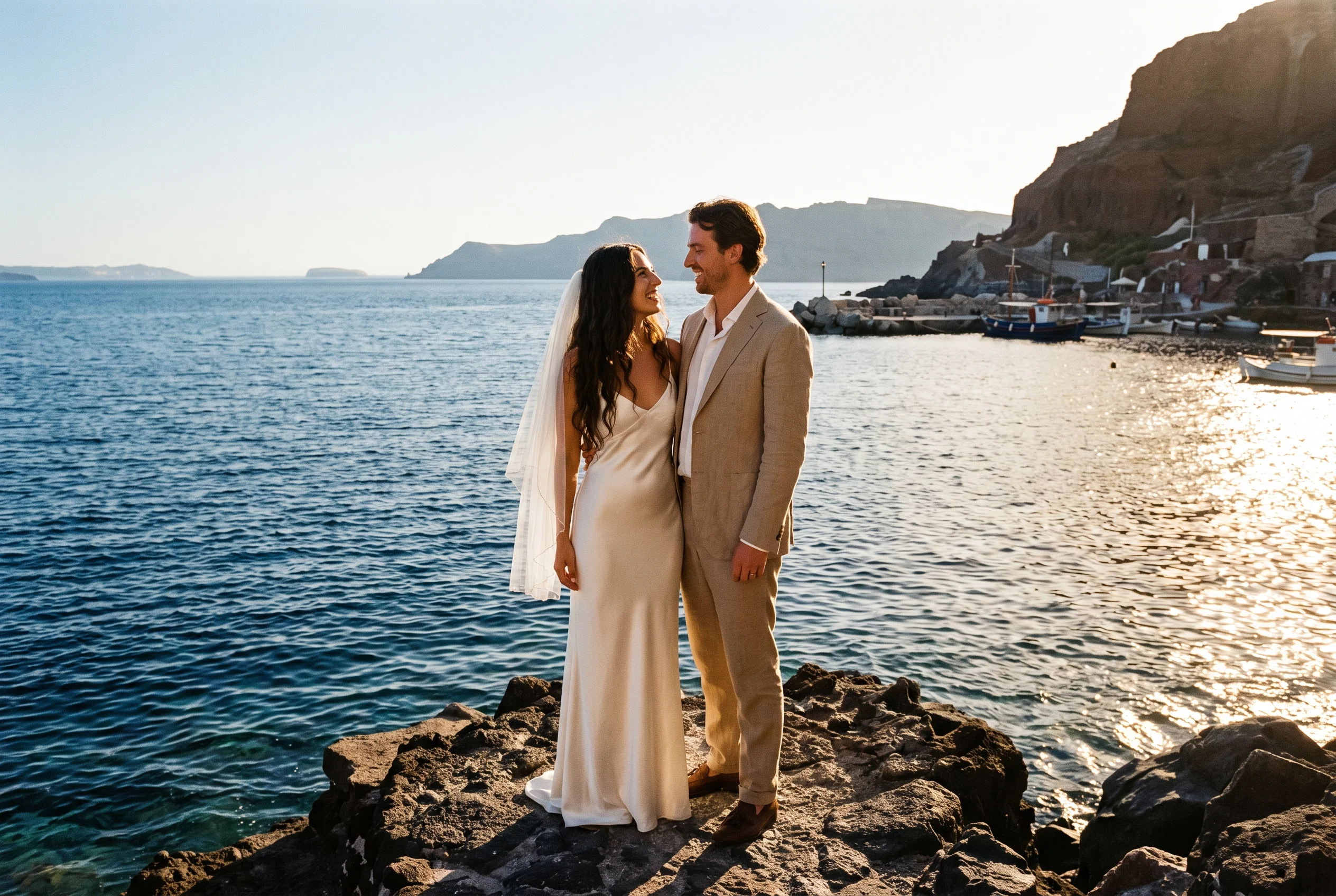 Greece wedding portrait — ammoudi