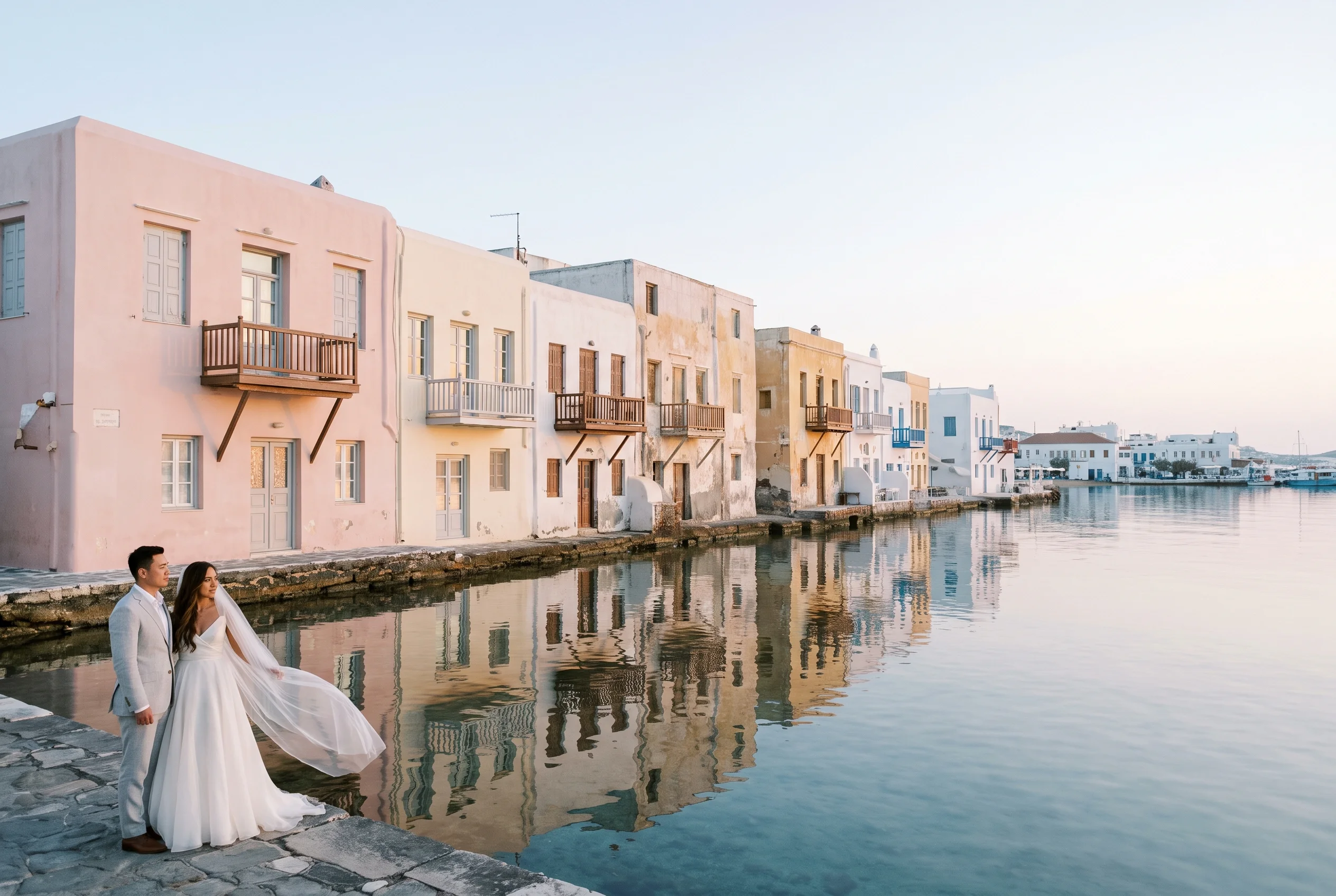 Greece wedding portrait — little venice dawn
