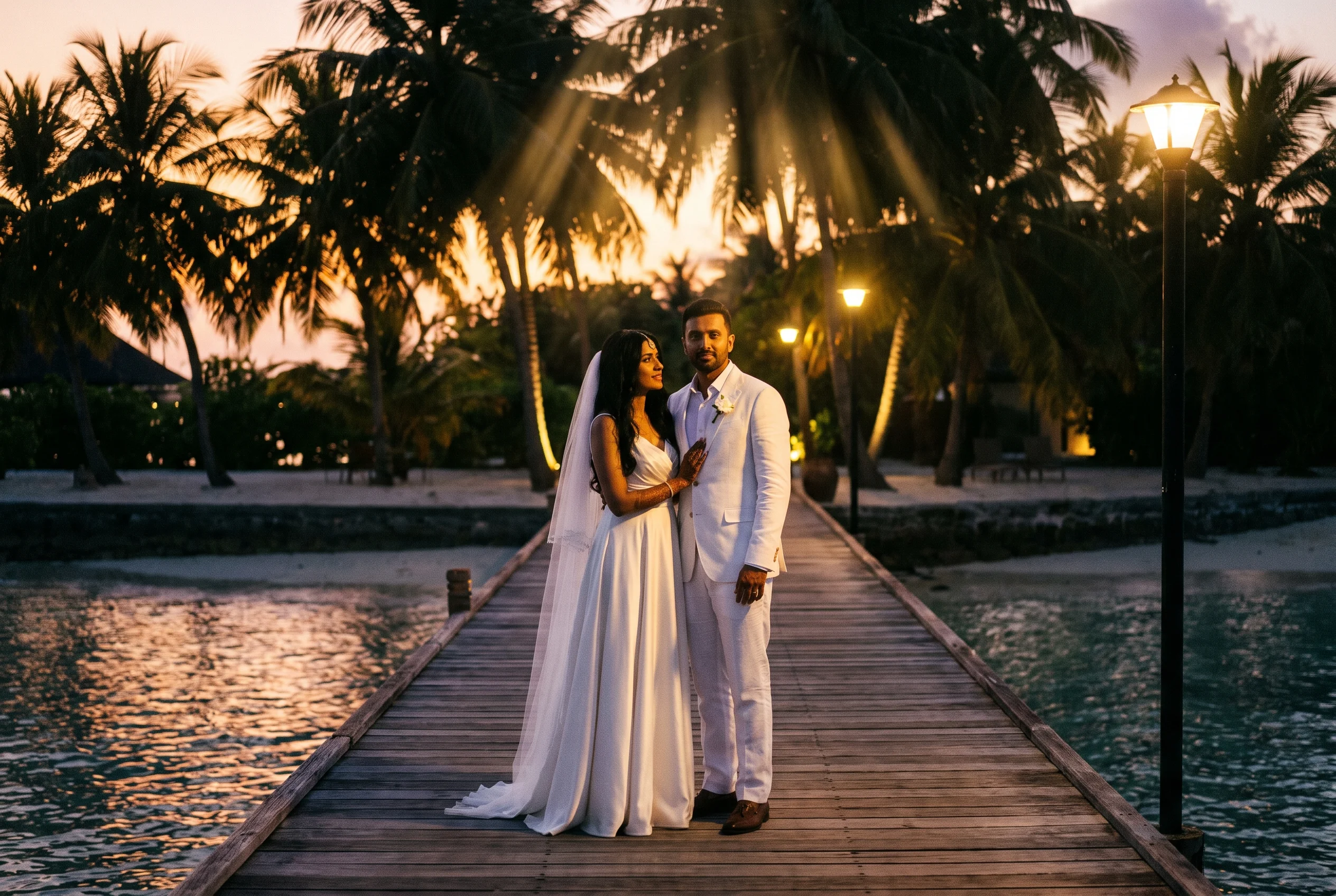Maldives wedding portrait — jetty