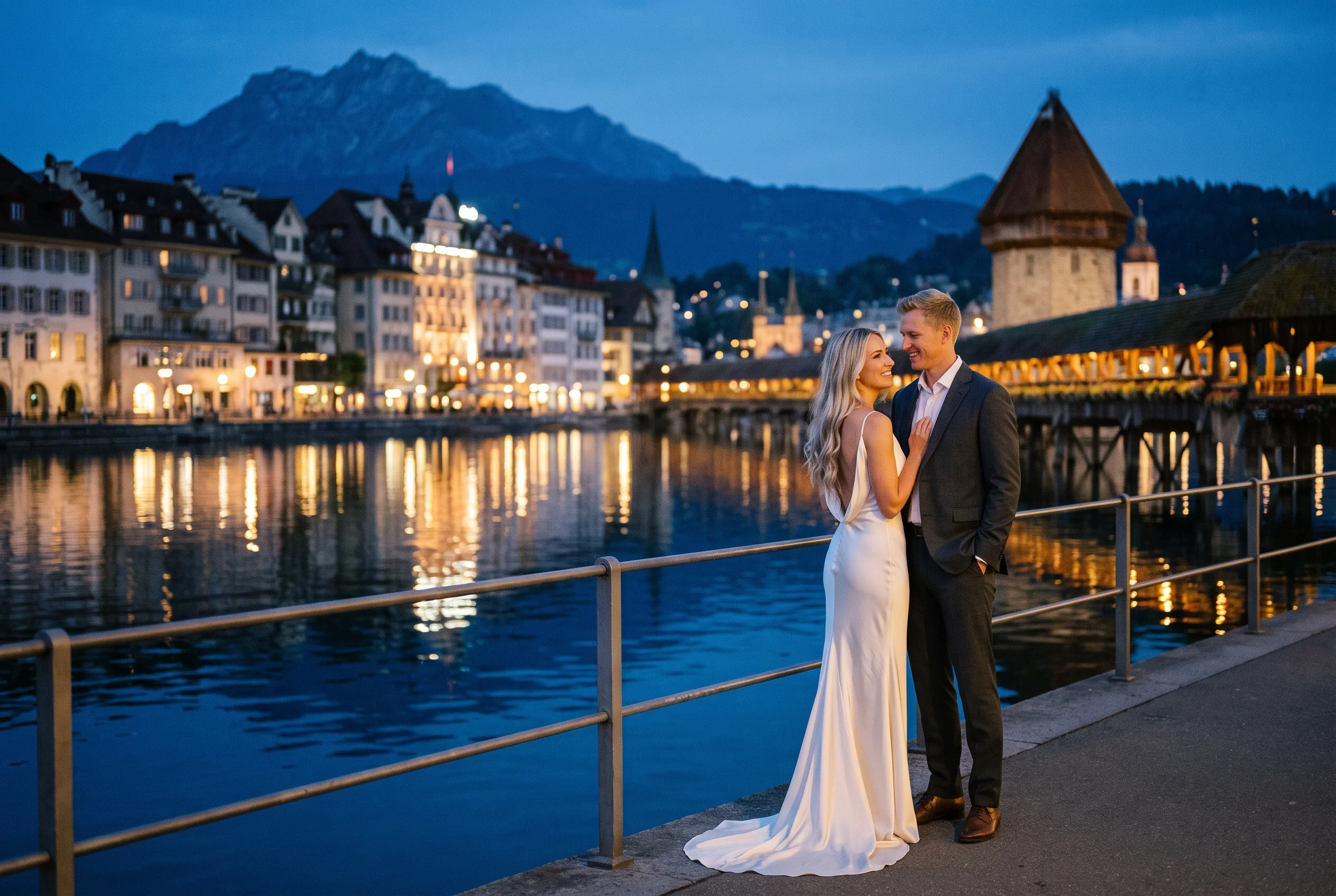 Switzerland wedding portrait — lake lucerne