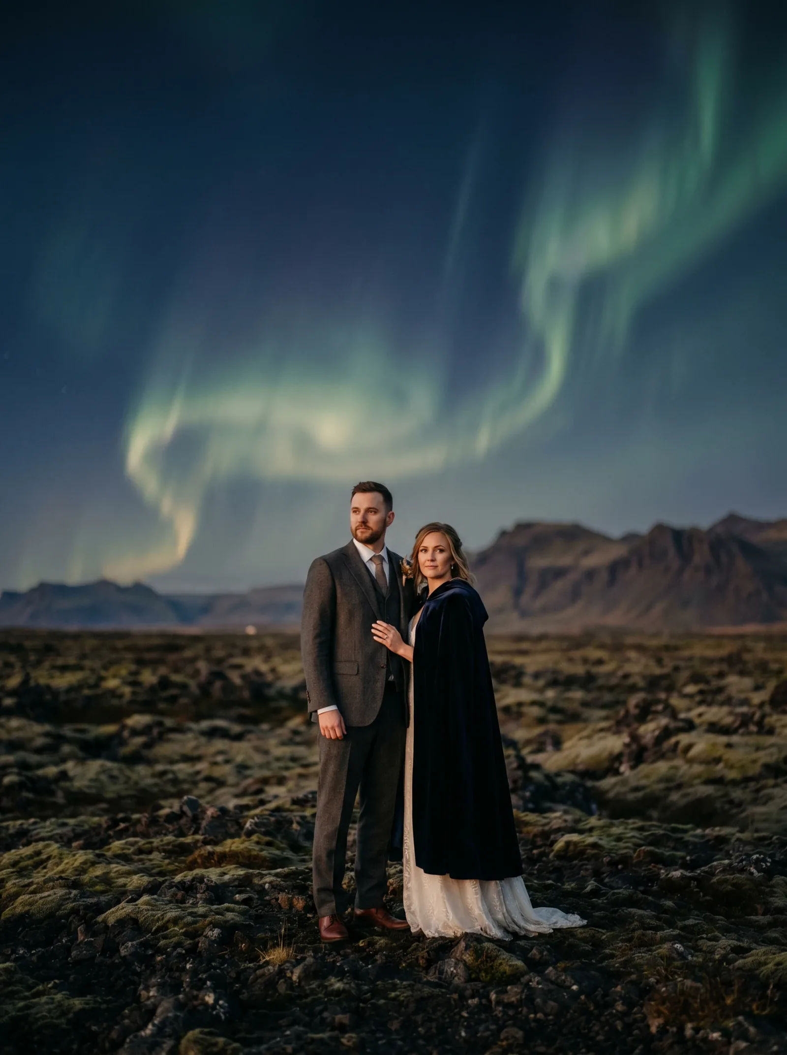 Aurora over a glacier