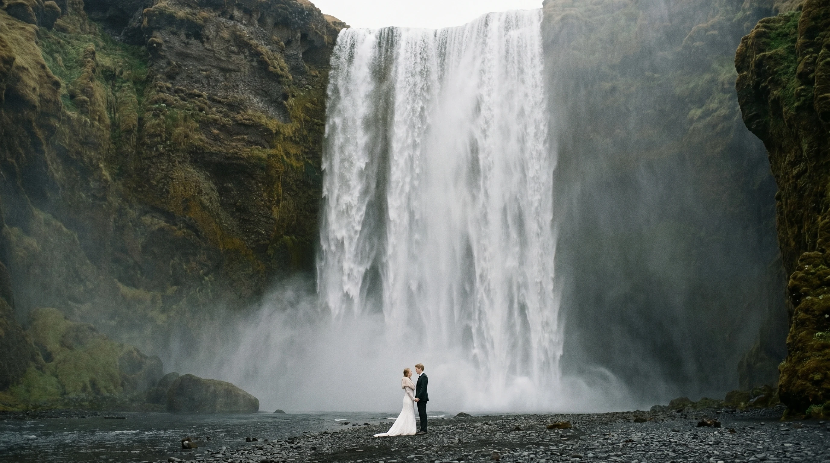 Skógafoss waterfall at golden hour